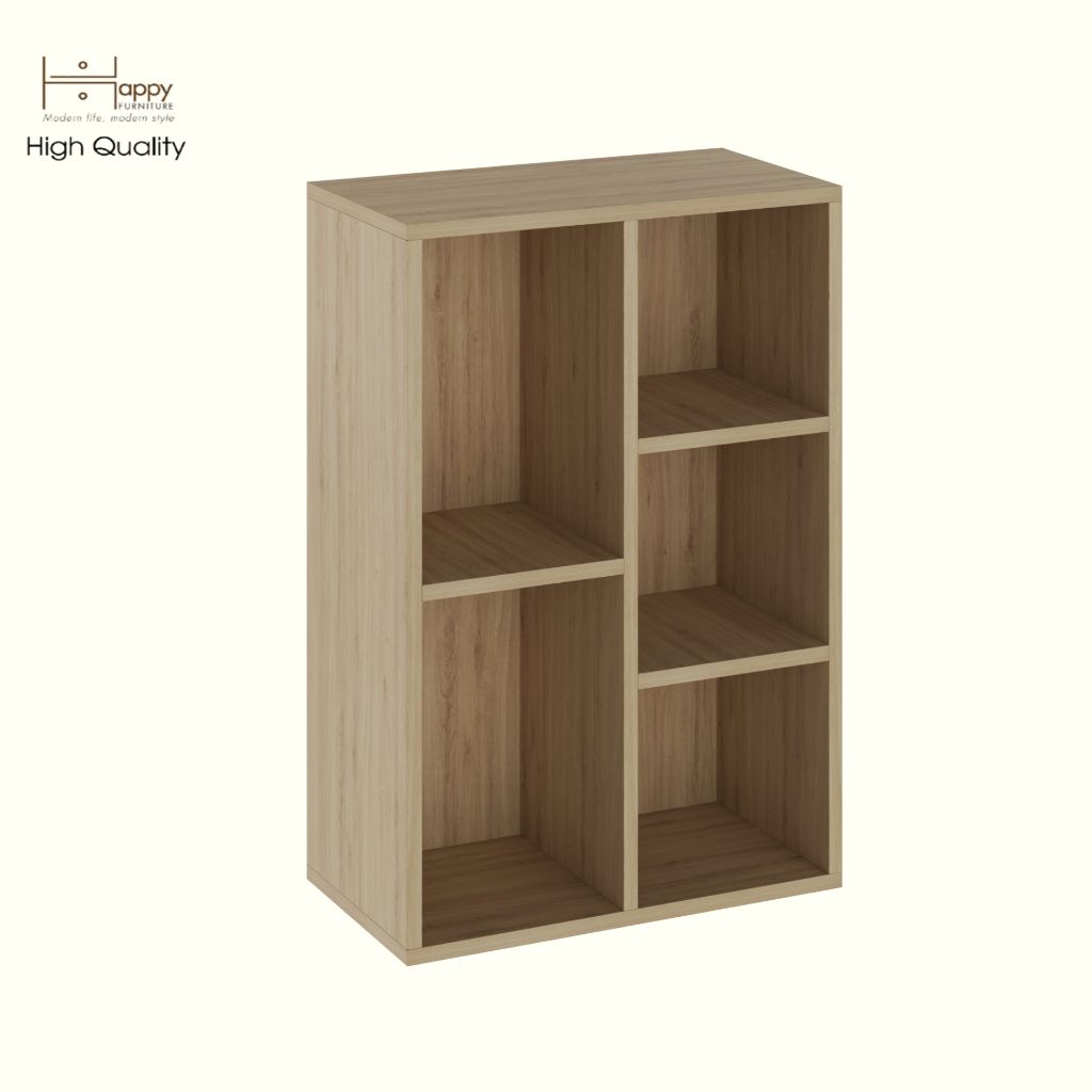 HAPPY FURNITURE , Kệ sách 5 ngăn - CATY , KSA_089, 52cm x 28cm x 77cm DxRxC