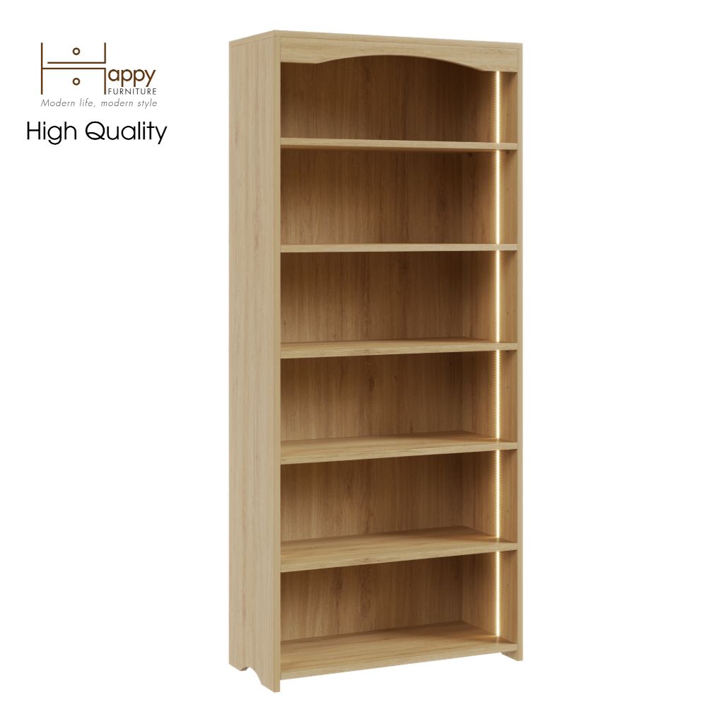 HAPPY FURNITURE , Kệ sách 6 ngăn tích hợp đèn Led - CATY , KSA_029_LED , 70cm x 30cm x 160cm