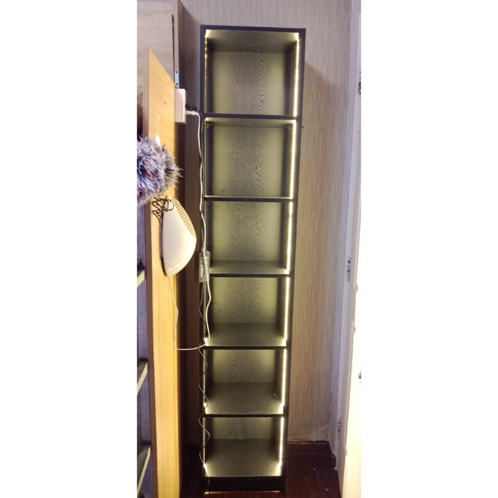 HAPPY FURNITURE , kệ sách 6 tầng size nhỏ tích hợp đèn LED - CATY , KSA_009_LED , 40cm x 28cm x 202cm