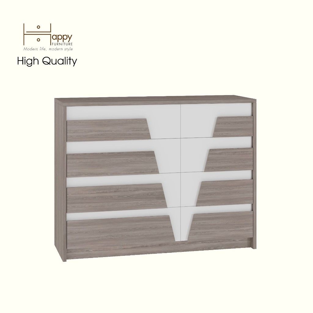 HAPPY FURNITURE , Tủ lưu trữ 8 ngăn kéo - PONIX , THK_113 , 96cm x 32cm x 74cm