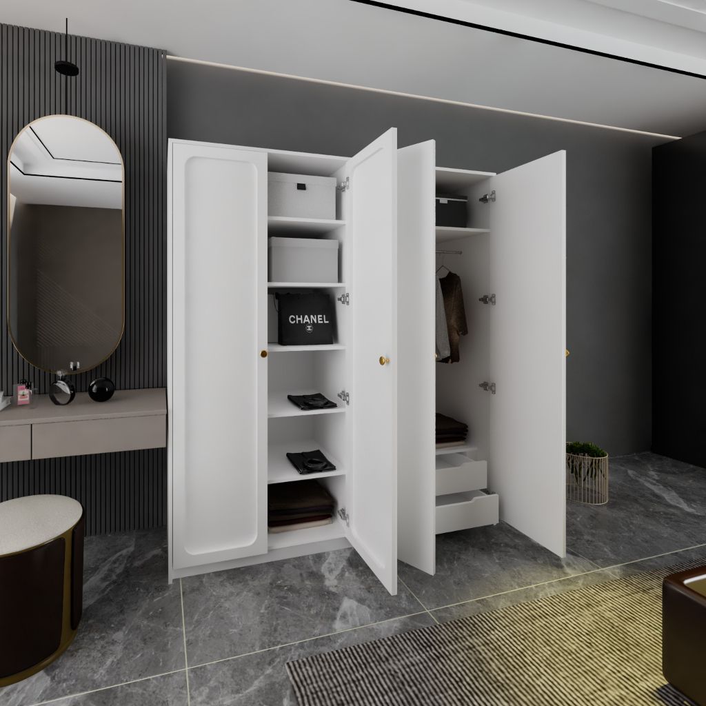 HAPPY FURNITURE , Tủ quần áo 4 cửa mở - ELEGANT , TCM_083 , 180cm x 54cm x 200cm