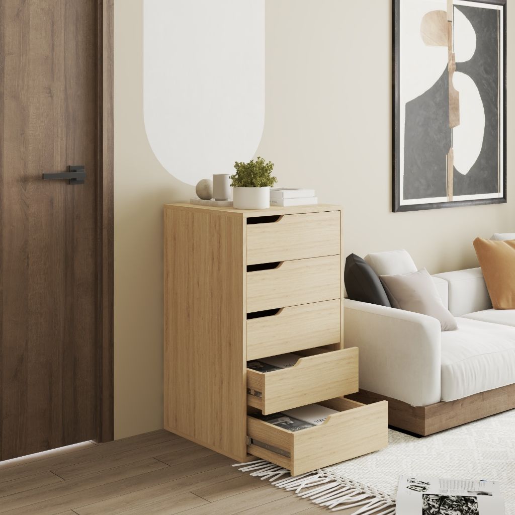 HAPPY FURNITURE , Tủ lưu trữ 5 ngăn kéo - ASO, THK_339 , 50cm x 50cm x 89cm DxRxC