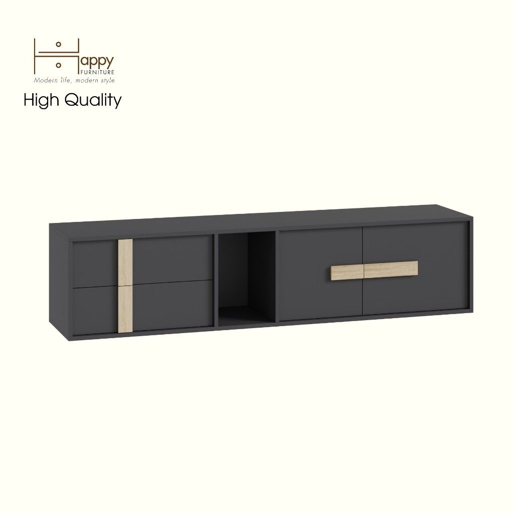 HAPPY FURNITURE , Kệ TV 2 ngăn kéo 2 cửa mở - SPACE, KTV_085 , 180cm x 40cm x 42cm DxRxC