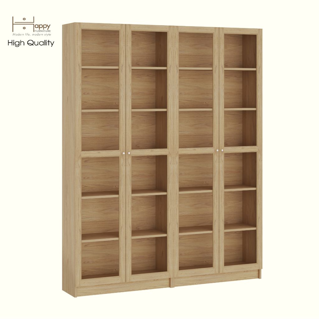 HAPPY FURNITURE , COMBO 2 kệ sách 6 tầng cửa kính - CATY , KSA_087 , 160cm x 30cm x 202cm DxRxC