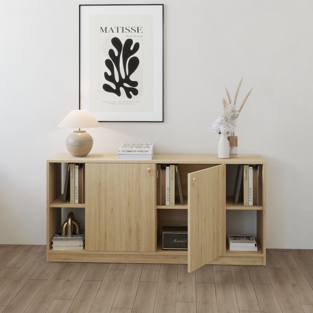 HAPPY FURNITURE , Tủ lưu trữ 2 cửa mở - MERI , TLT_057 , 150cm x 40cm x 70cm DxRxC