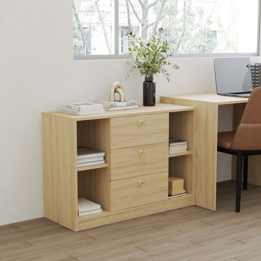 HAPPY FURNITURE , Tủ lưu trữ 3 ngăn kéo - MERI , THK_296 , 100cm x 40cm x 70cm DxRxC