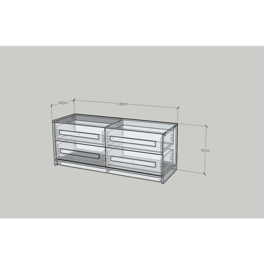 HAPPY FURNITURE , Tủ lưu trữ 4 ngăn kéo - RUBEL, THK_258, 140cm x 45cm x 55cm DxRxC