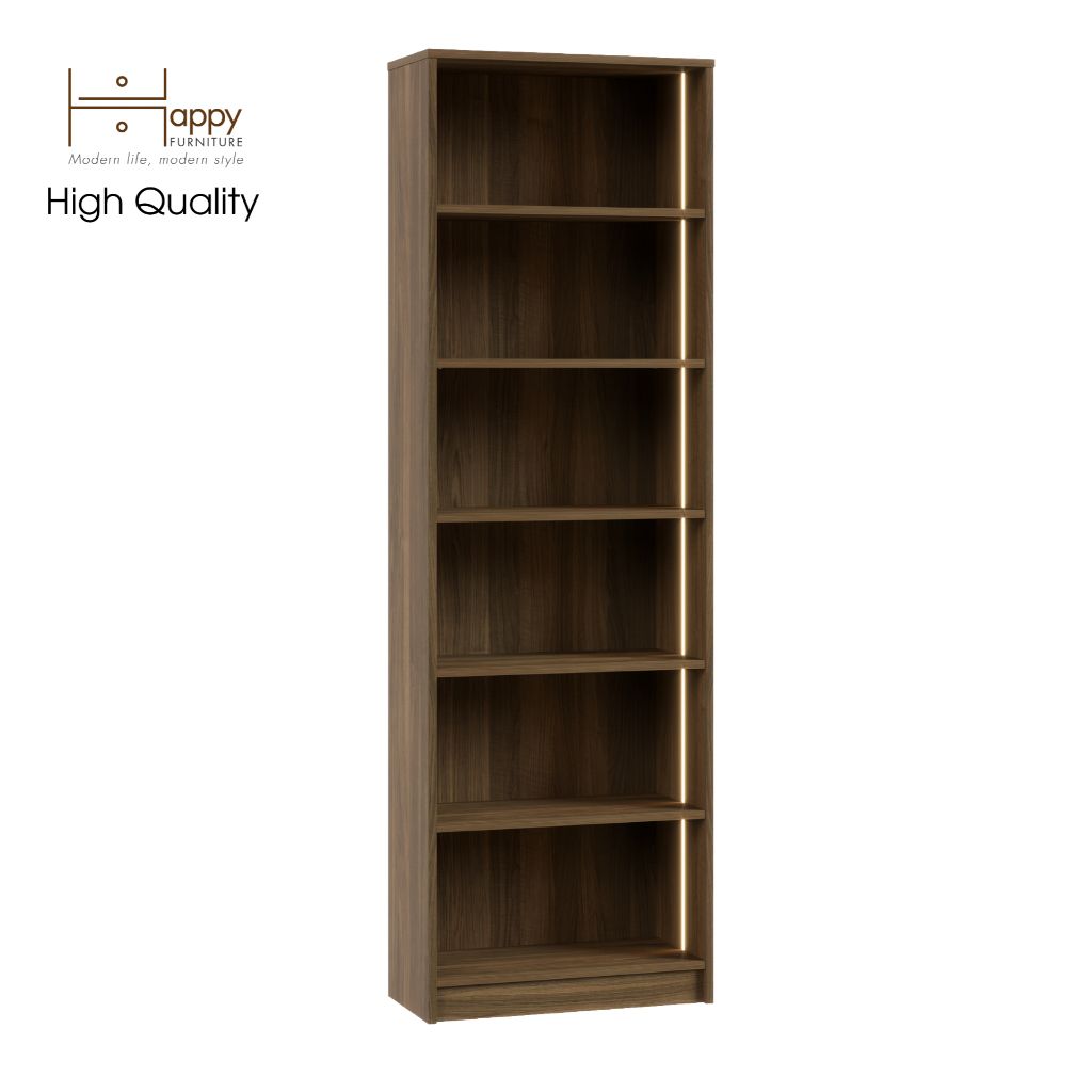 HAPPY FURNITURE , kệ sách 6 tầng tích hợp đèn LED - CATY , KSA_002_LED , 60cm x 28cm x 189cm