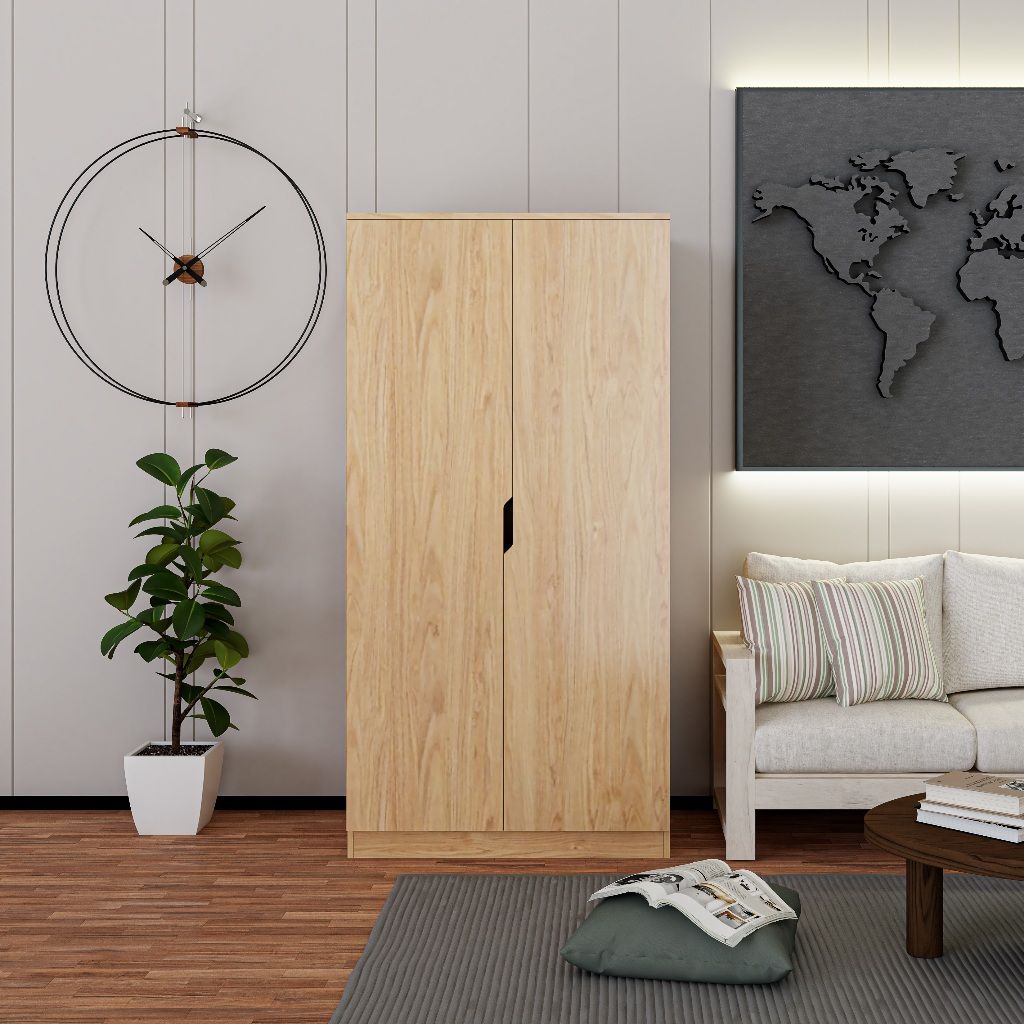 HAPPY FURNITURE , Tủ quần áo 2 cửa mở 2 ngăn kéo - DASH , TCM_022 , 90cm x 58cm x 180cm