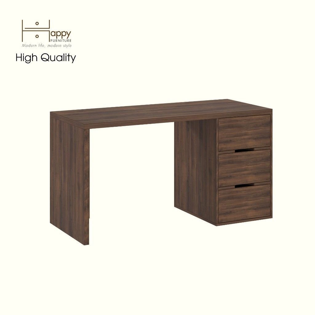 HAPPY FURNITURE ,Bàn làm việc 3 ngăn kéo - LAYLA , BAN_165 , 140cm x 59cm x 75cm DxRxC
