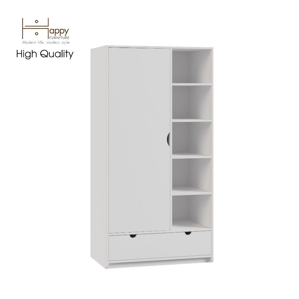 HAPPY FURNITURE , Tủ quần áo 1 cửa mở - CIRCLE , TCM_072 , 90cm x 56cm x 176cm