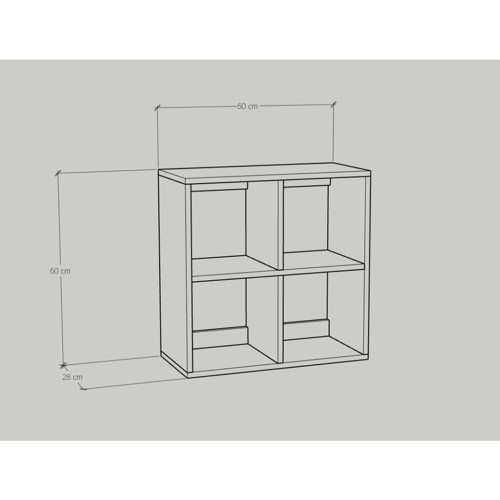 HAPPY FURNITURE , Kệ sách 2x2 - ZANE , KSA_036 , 60cm x 28cm x 60cm