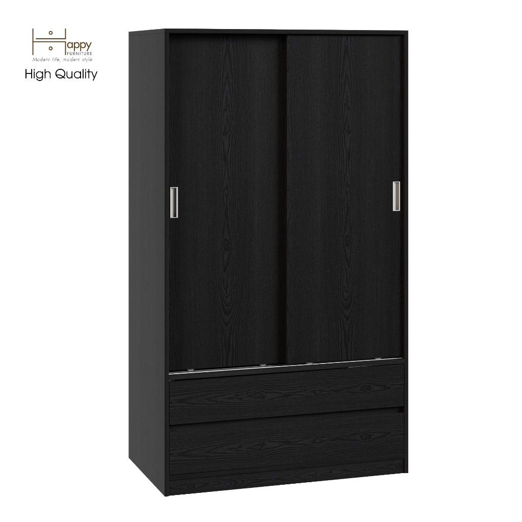 HAPPY FURNITURE , Tủ quần áo 2 cánh lùa - LUCA , TCL_014 , 100cm x 58cm x 176cm