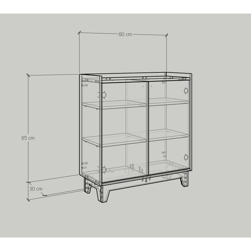 HAPPY FURNITURE , Tủ lưu trữ 2 cửa mở - KINA , TCM_042 , 80cm x 30cm x 85cm