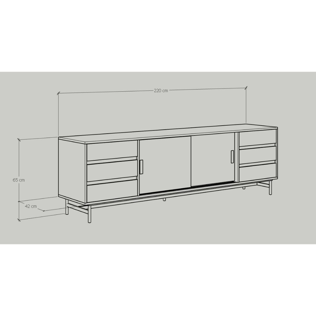 HAPPY FURNITURE , Kệ TV 2 cửa lùa - LUCA , KTV_015 , 220cm x 42cm x 65cm