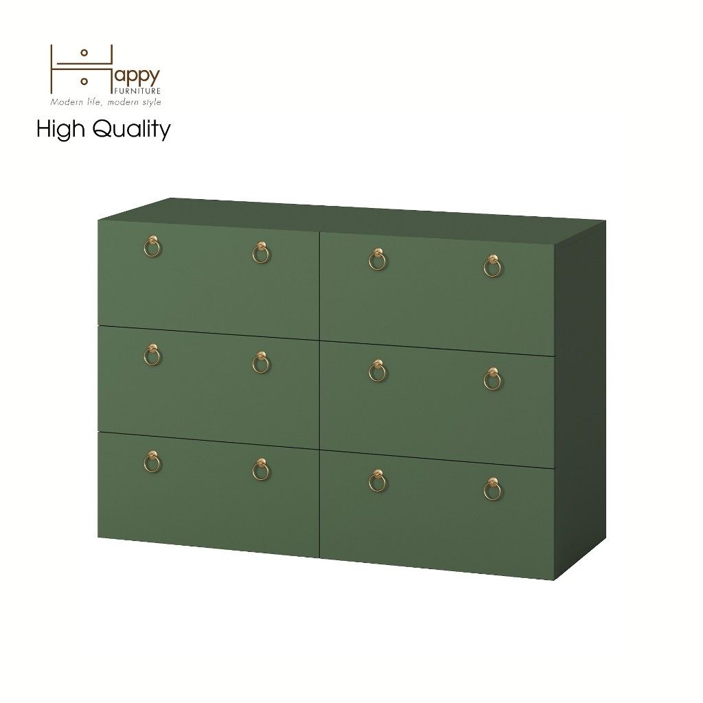 HAPPY FURNITURE , Tủ đựng đồ 6 ngăn kéo - WESLEY , THK_044 , 120cm x 45cm x 80cm