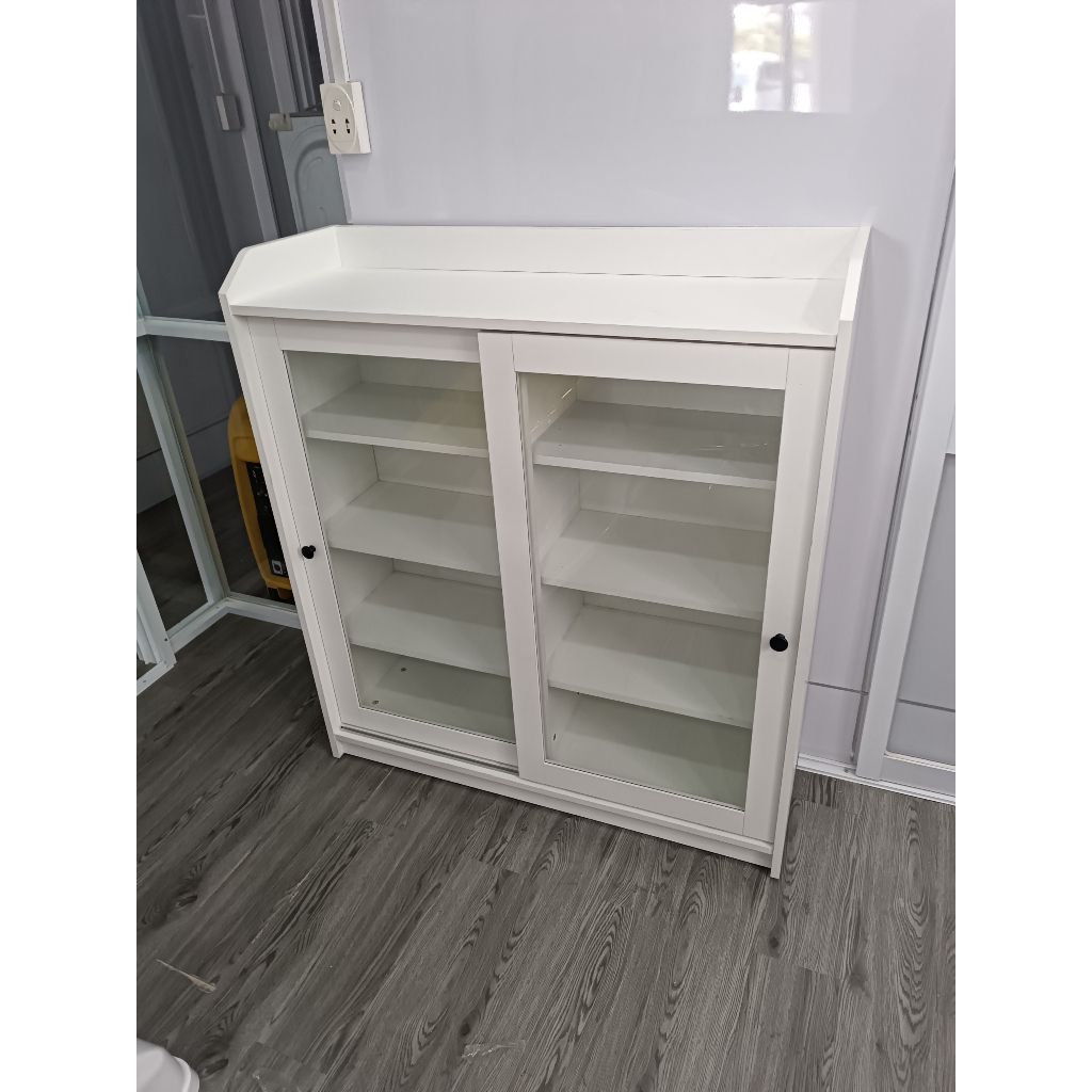 HAPPY FURNITURE , Tủ đựng đồ 2 cánh cửa kính - RUNI , TCL_001 , 105cm x 37cm x 116cm