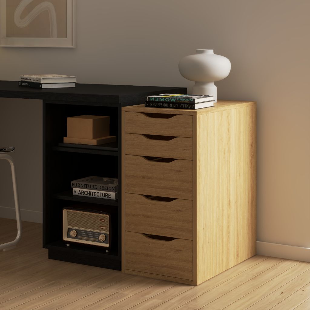 HAPPY FURNITURE , Tủ lưu trữ 5 ngăn kéo - LILY , THK_052 , 36cm x 58cm x 70cm