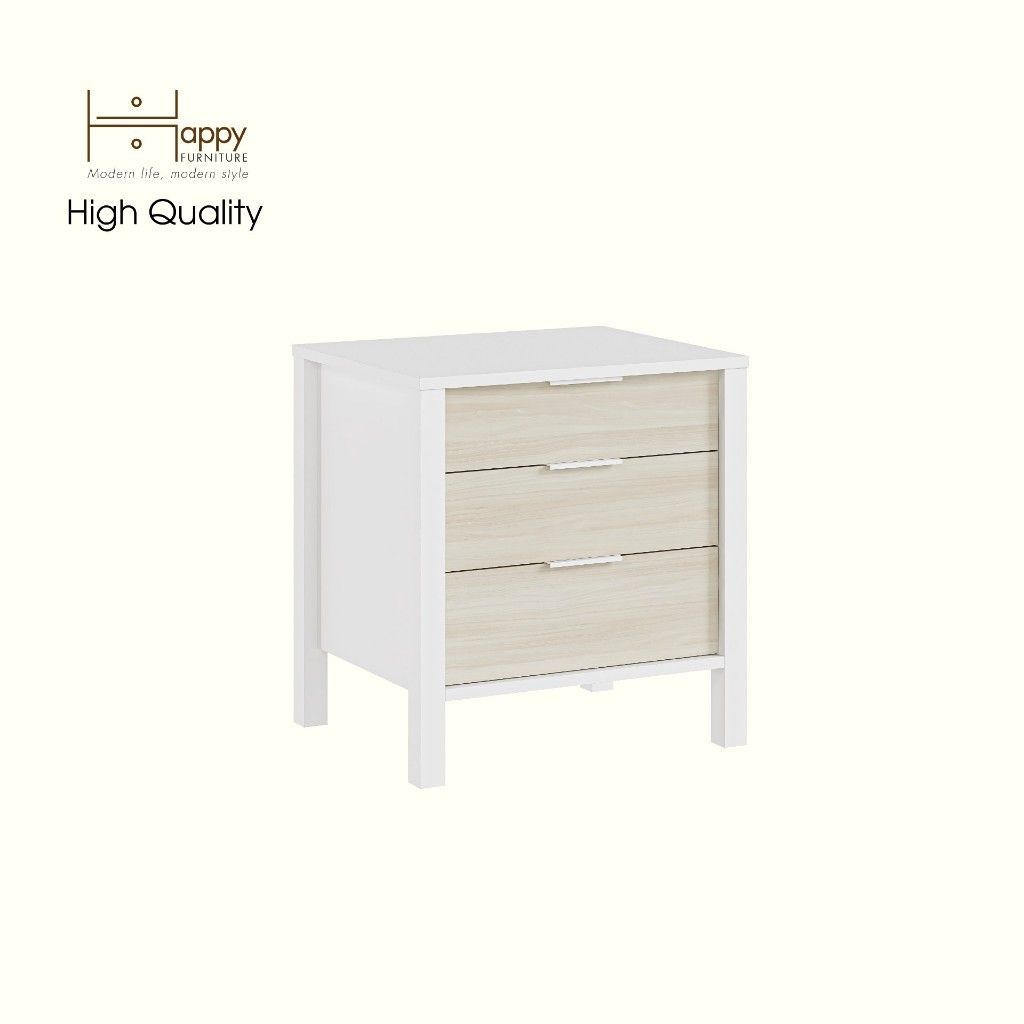 HAPPY FURNITURE , Táp đầu giường 3 ngăn kéo - MOKA , THK_244 , 55cm x 45cm x 58cm DxRxC