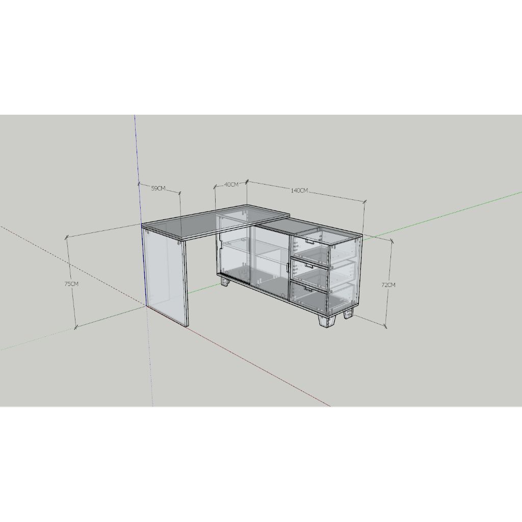 HAPPY FURNITURE , MATTA - Bàn làm việc 5 ngăn kéo 1 cửa mở , BAN_124 , 160cm x 59cm x 75cm DxRxC