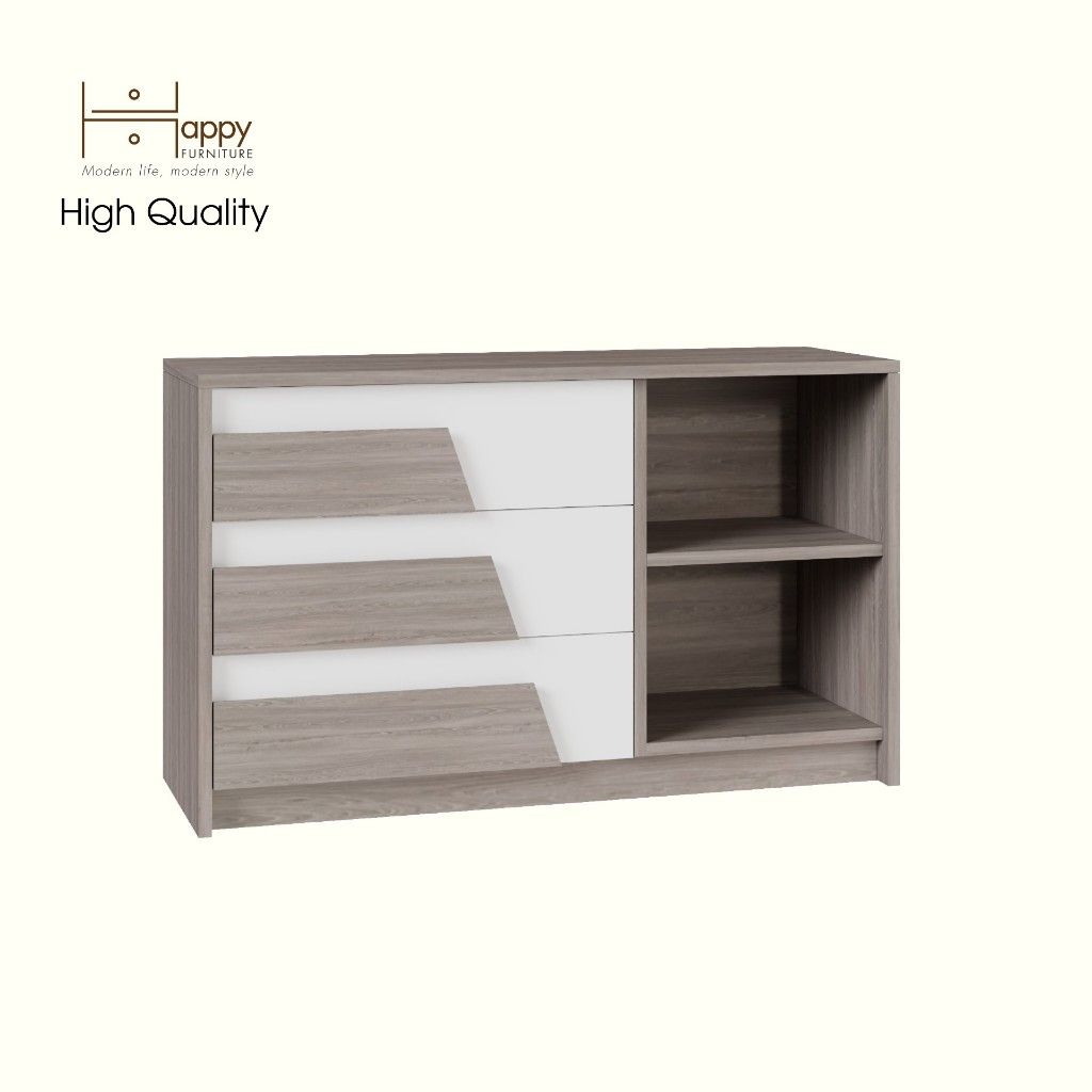 HAPPY FURNITURE , Tủ lưu trữ 3 ngăn kéo - PONIX, THK_115 , 96cm x 32cm x 58cm