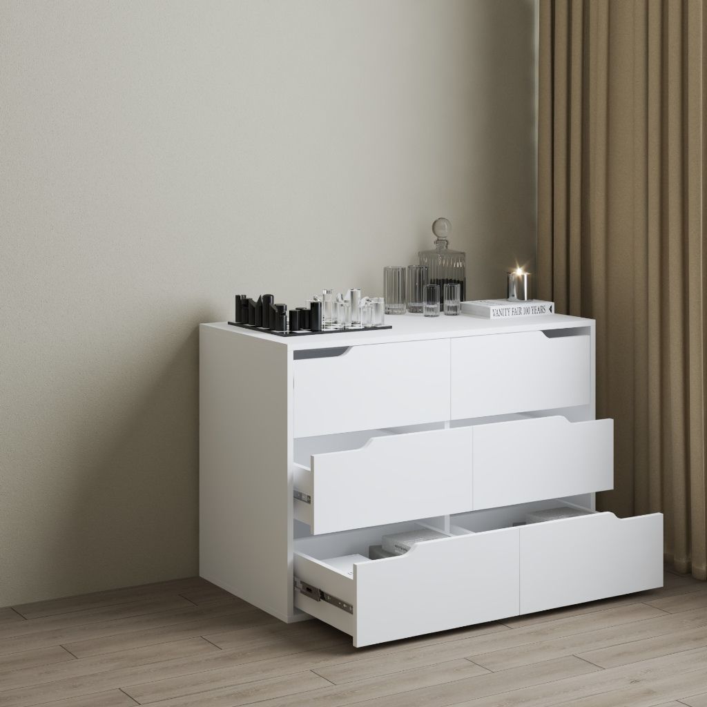 HAPPY FURNITURE , Tủ lưu trữ 6 ngăn kéo - ASO, THK_341 , 100cm x 50cm x 70cm DxRxC