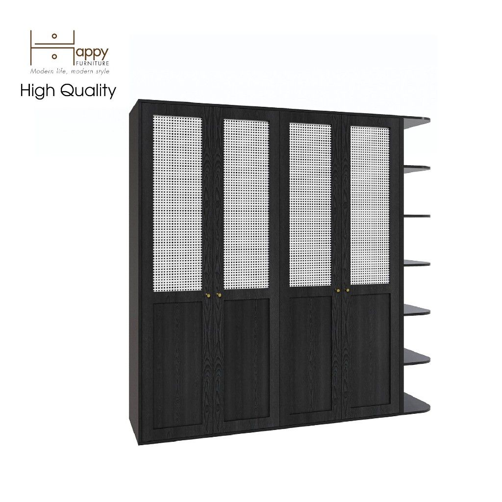 HAPPY FURNITURE , Tủ quần áo 4 cánh mở 2mx2m - ROTAN , TCM_139 , 200cm x 54cm x 200cm