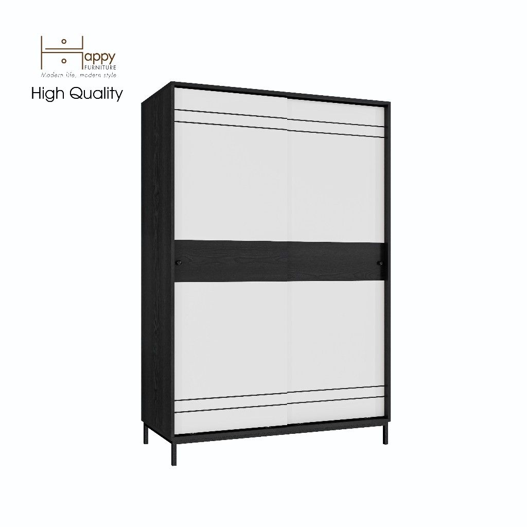 HAPPY FURNITURE , Tủ quần áo 2 cánh lùa chân sắt - TAKO , TCL_035 , 120cm x 54cm x 180cm