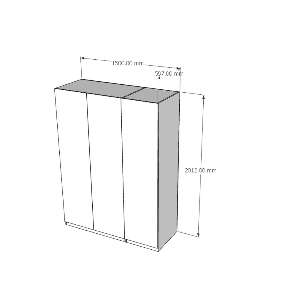 HAPPY FURNITURE , Tủ quần áo 3 cửa mở 1m5x2m - SCANDINA , TCM_089 , 150cm x 60cm x 201cm