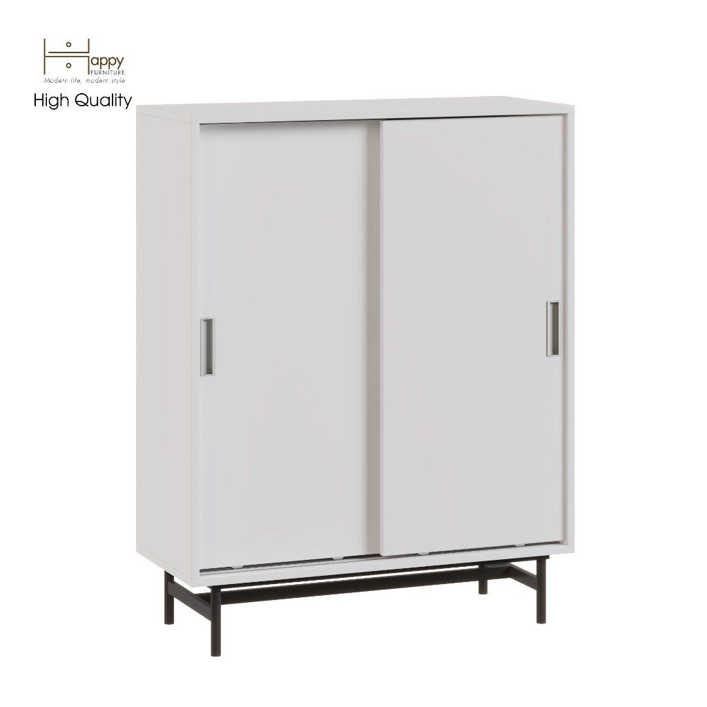 HAPPY FURNITURE , Tủ lưu trữ 2 cánh lùa chân sắt - LUCA , TCL_017 , 86cm x 36cm x 110cm