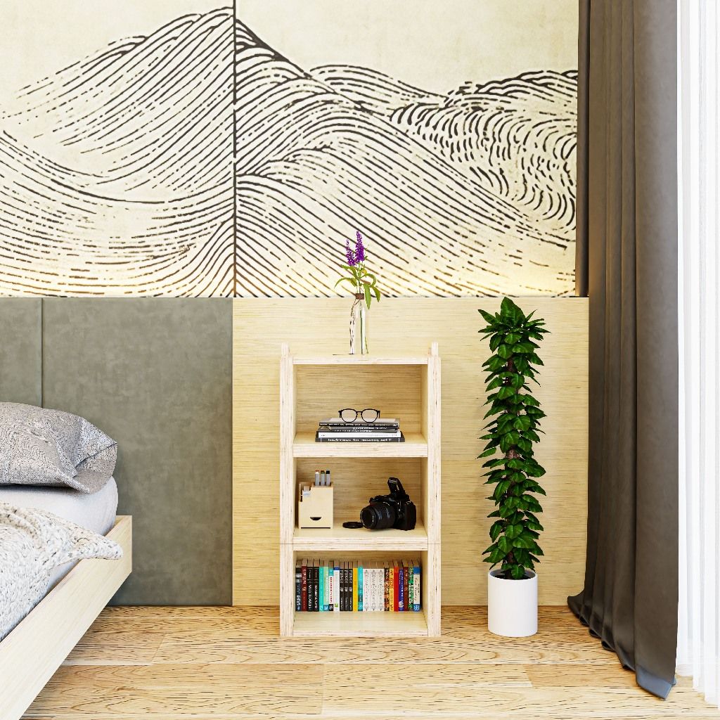 HAPPY FURNITURE , Gỗ tự nhiên , Thùng lưu trữ 3 tầng gỗ Plywood - GAMOR , TLT_020 , 45cm x 30cm x 82cm DxRxC