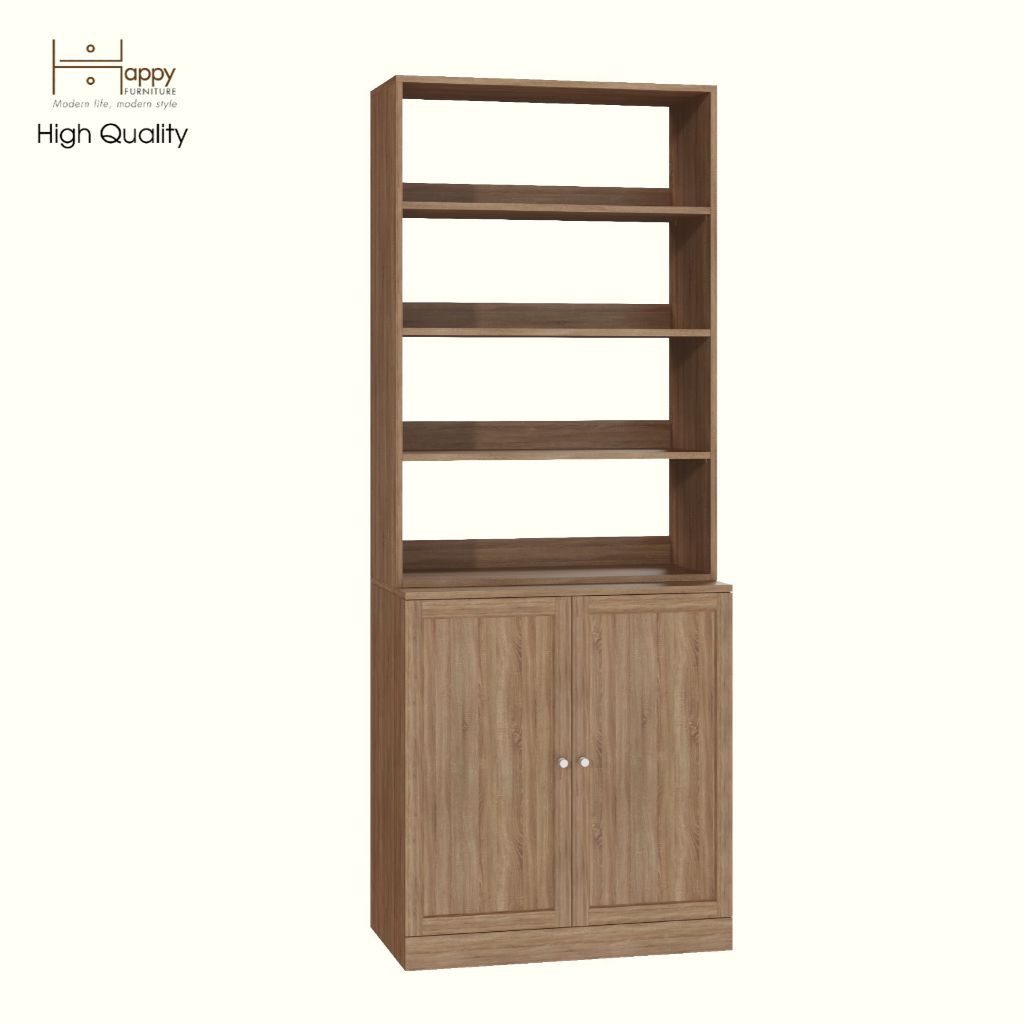 HAPPY FURNITURE , Kệ sách 6 ngăn 2 cánh mở - SCANDINA , KSA_047 , 81cm x 47cm x 212cm