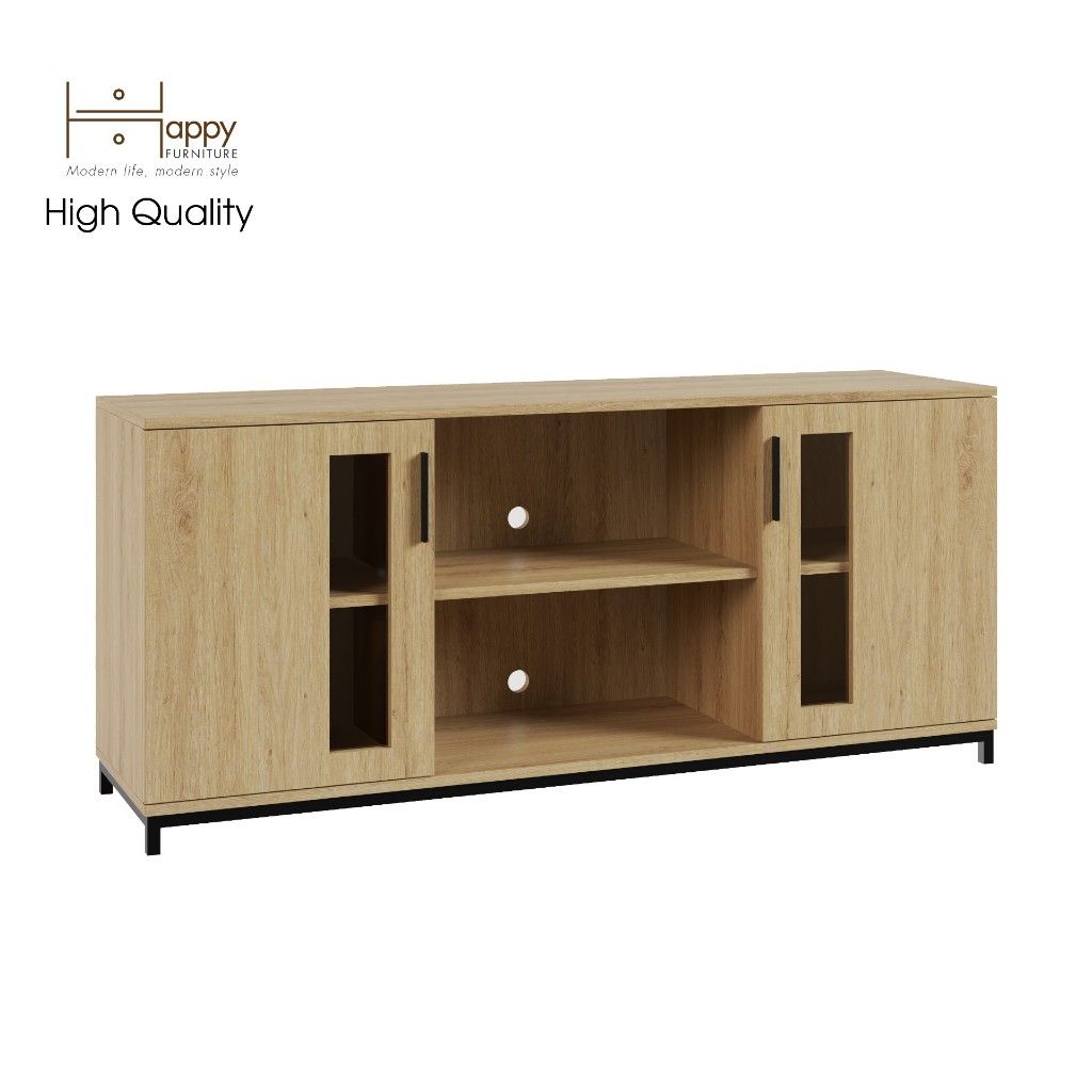 HAPPY FURNITURE , Tủ lưu trữ 2 cửa mở chân sắt - LOUIS , TCM_032 , 150cm x 40cm x 66cm