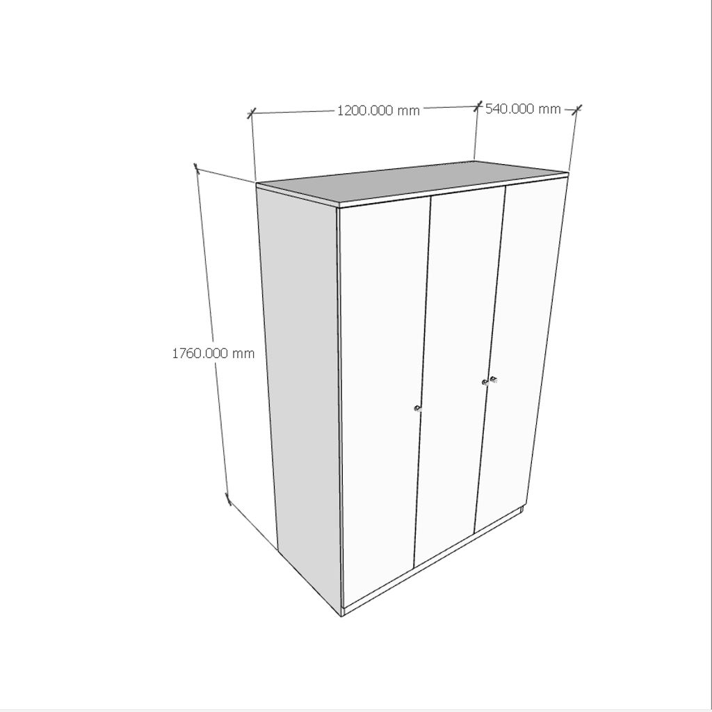 HAPPY FURNITURE , Tủ quần áo 3 cánh mở - OLA , TCM_082 , 120cm x 54cm x176cm