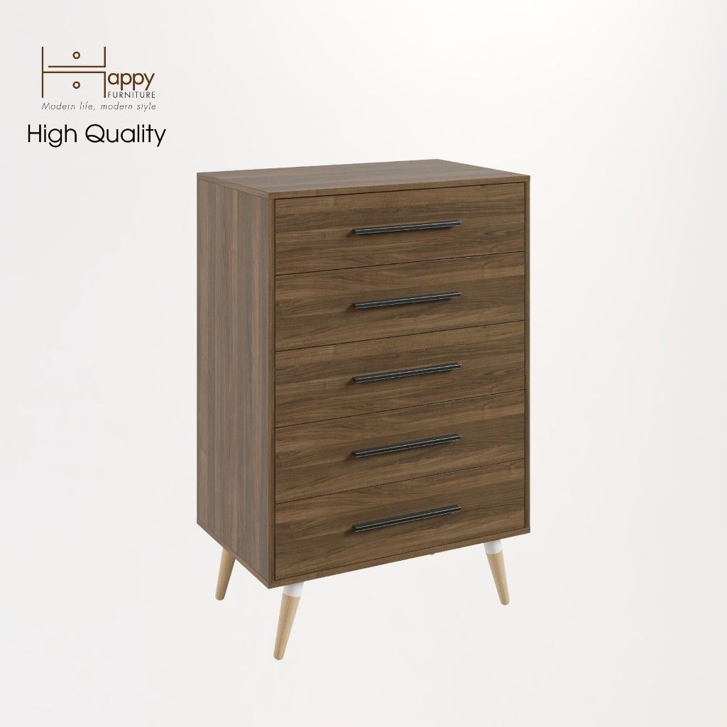 HAPPY FURNITURE , Tủ đụng đồ 5 ngăn chân gỗ chéo - OSRI , THK_023 , 80cm x 50cm x 120cm