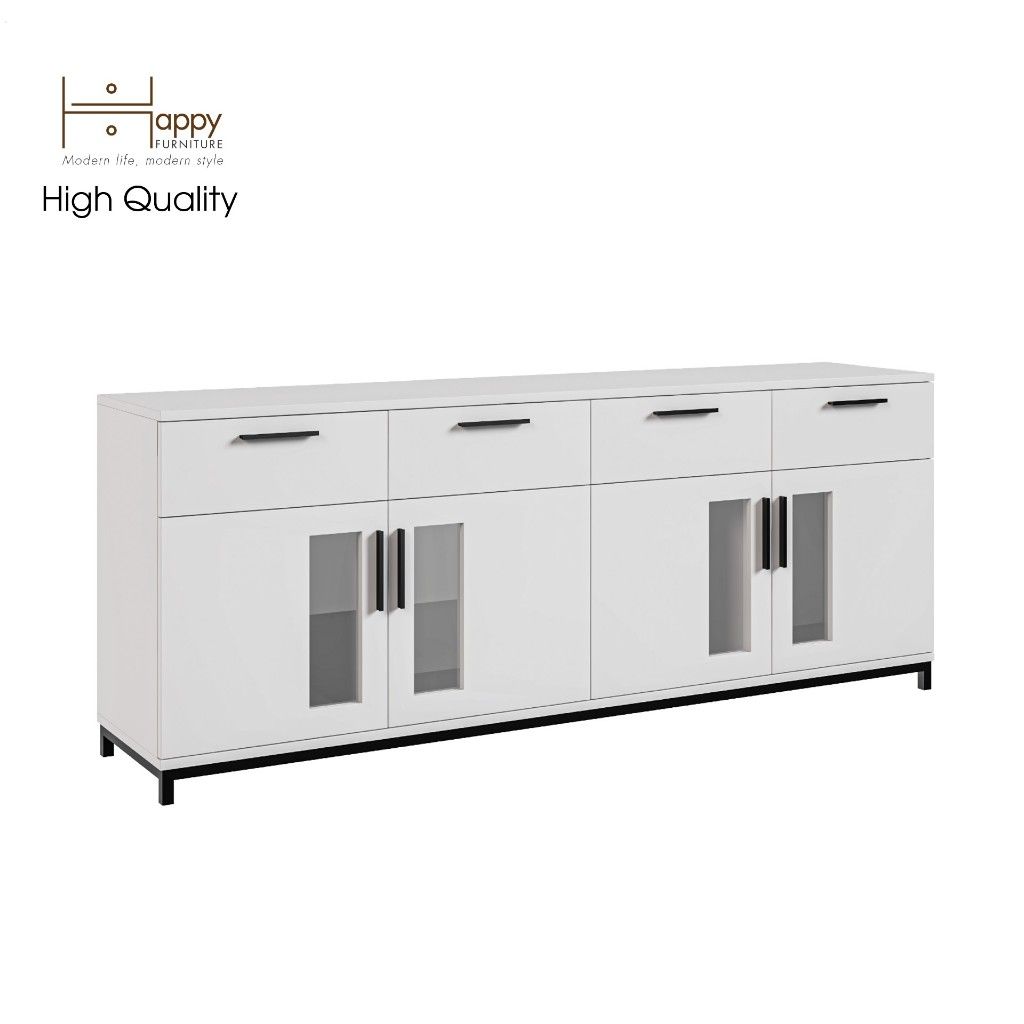 HAPPY FURNITURE , Tủ lưu trữ 4 ngăn kéo 4 cửa mở chân sắt - LOUIS , TCM_031 , 168cm x 36cm x 66cm
