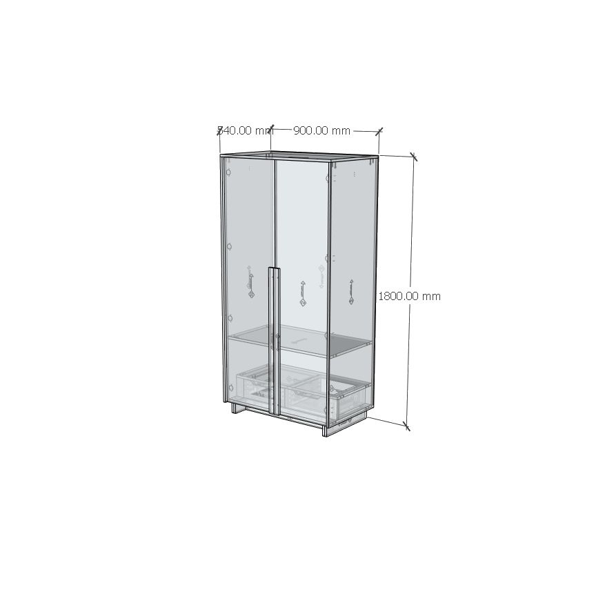 HAPPY FURNITURE , Tủ quần áo 2 cánh mở - MAVIS , TCM_160 , 90cm x 54cm x 180cm