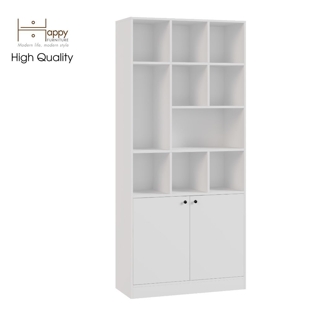 HAPPY FURNITURE , Kệ sách 2 cửa mở - CATY , KSA_025 , 90cm x 39cm x 200cm