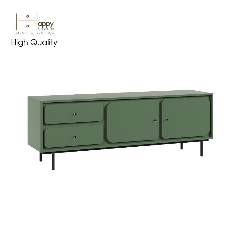 HAPPY FURNITURE , Tủ TV 2 cánh mở 2 ngăn kéo chân sắt - SWEETY , KTV_016 , 160cm x 40cm x 56cm