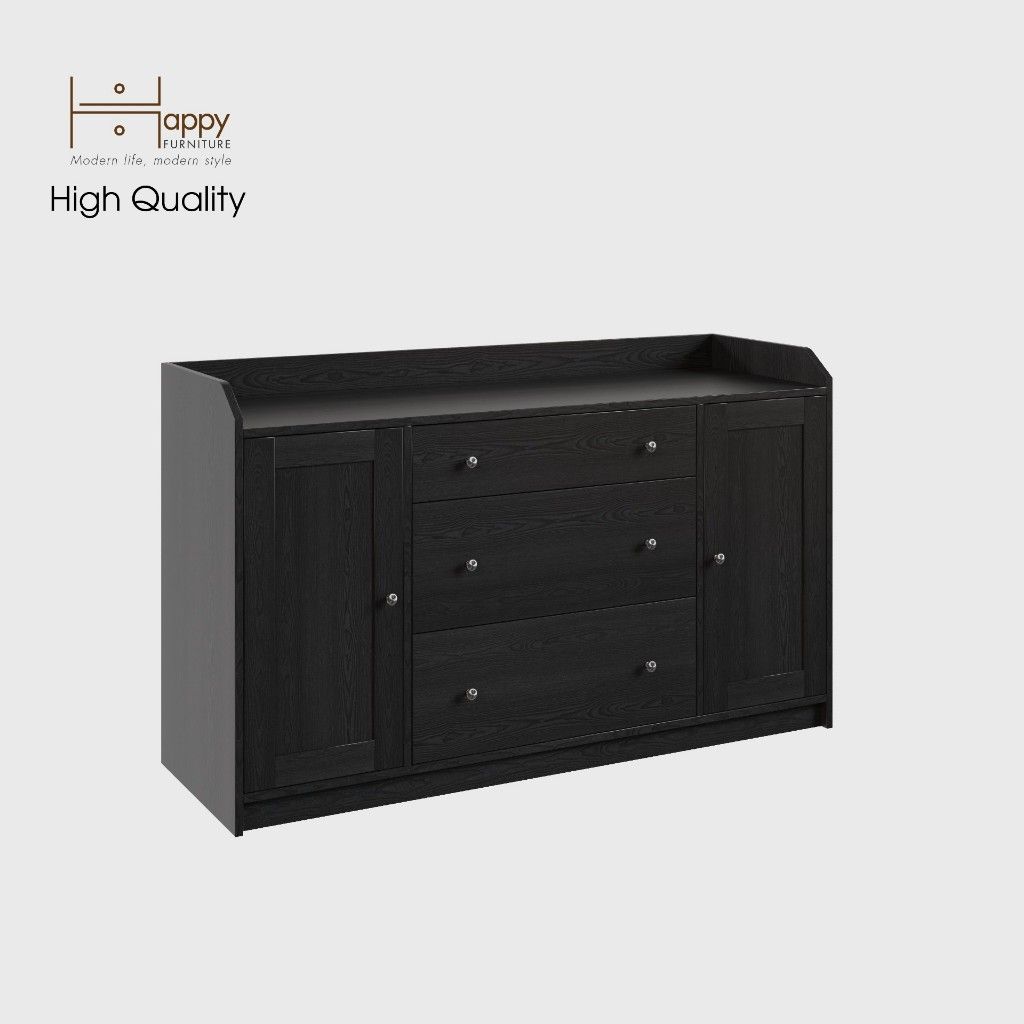 HAPPY FURNITURE , Tủ 2 cửa mở 3 ngăn kéo - CANA , THK_007 , 140cm x 46cm x 84cm