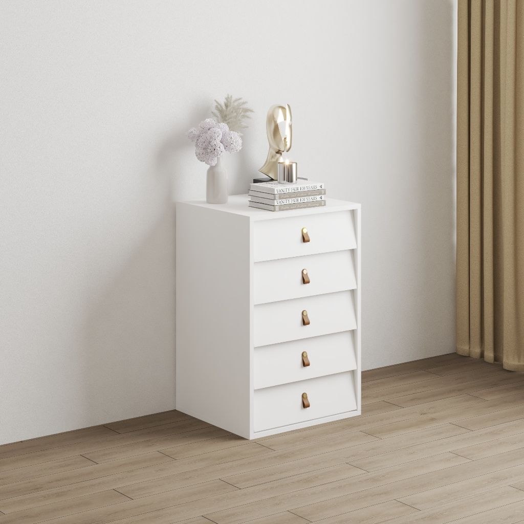 HAPPY FURNITURE , Tủ lưu trữ 5 ngăn kéo - CALYN , THK_312 , 50cm x 45cm x 76cm DxRxC