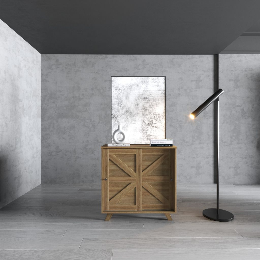 HAPPY FURNITURE , Tủ lưu trữ 2 cửa lùa - LILY , TCL_003 , 81cm x 40cm x 81cm