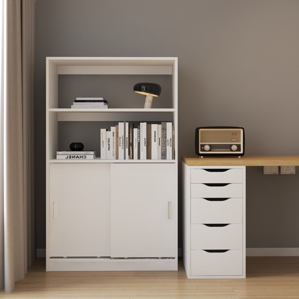 HAPPY FURNITURE , Tủ lưu trữ 2 cửa lùa - LUCA , TCL_009 , 86cm x 40cm x 140cm
