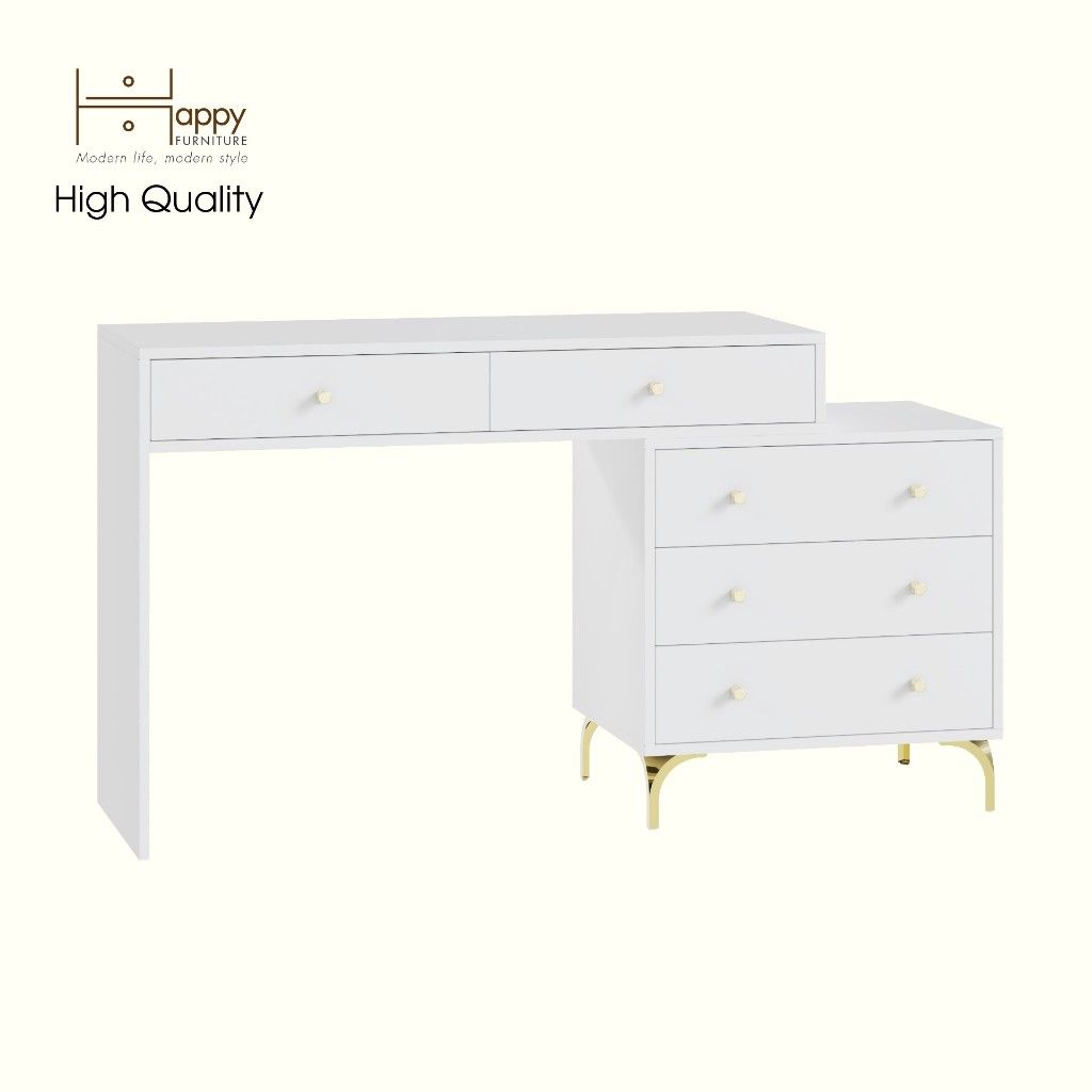 HAPPY FURNITURE ,Bàn làm việc 5 ngăn kéo - HAPPI, BAN_140 , 110cm x 45cm x 78cm DxRxC