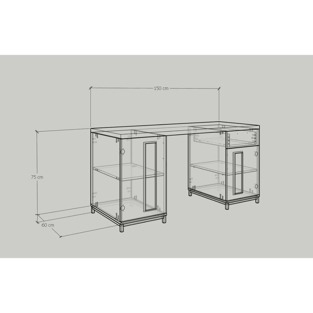 HAPPY FURNITURE , Bàn làm việc chân sắt - LOUIS , BAN_034 , 150cm x 60cm x 75cm