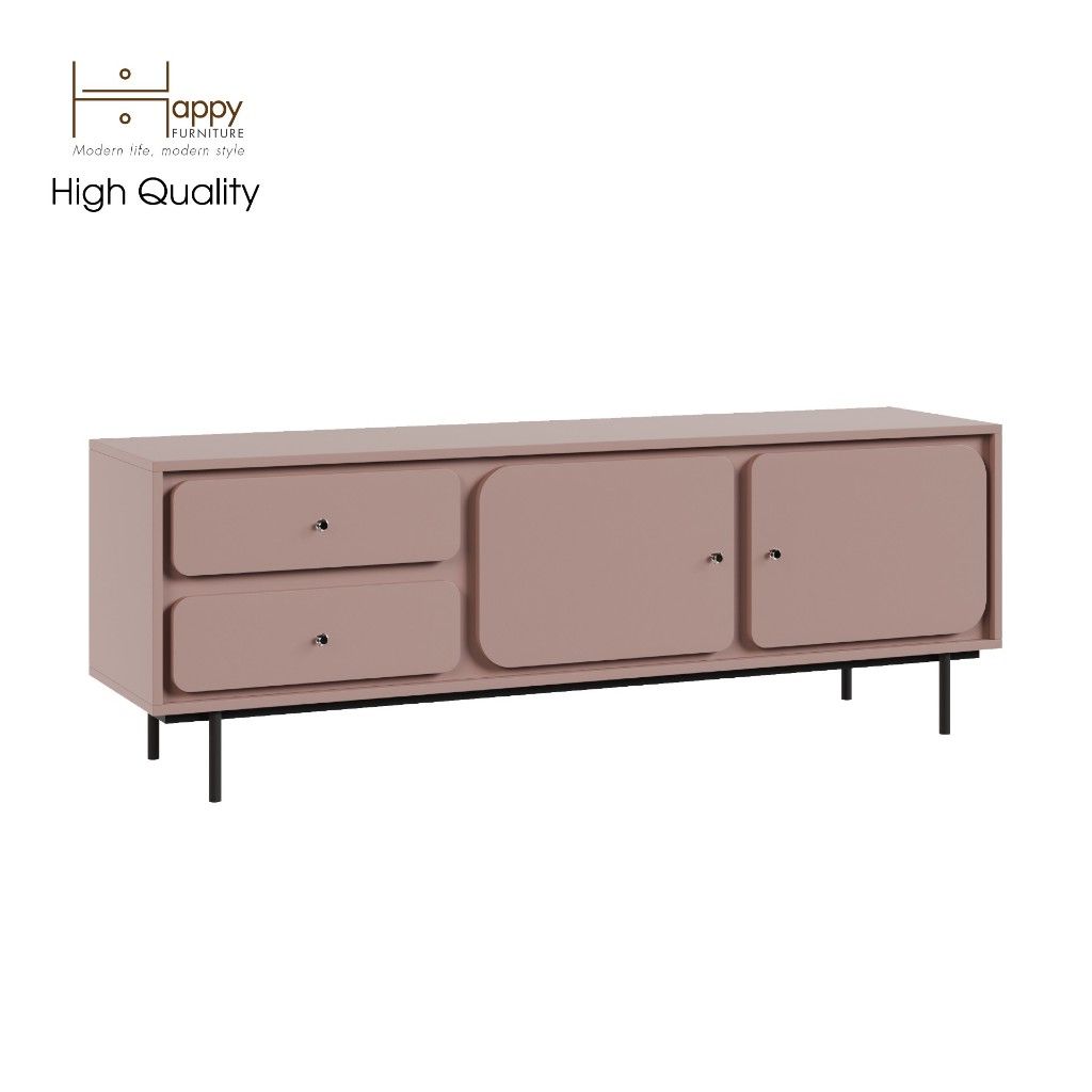 HAPPY FURNITURE , Tủ TV 2 cánh mở 2 ngăn kéo chân sắt - SWEETY , KTV_016 , 160cm x 40cm x 56cm