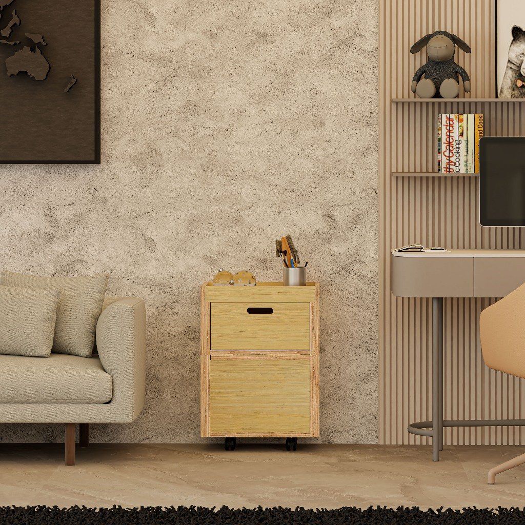 HAPPY FURNITURE , Gỗ tự nhiên , Thùng lưu trữ 1 cánh mở 1 ngăn kéo gỗ Plywood - GAMOR , TLT_029 , 45cm x 30cm x 63cm DxR