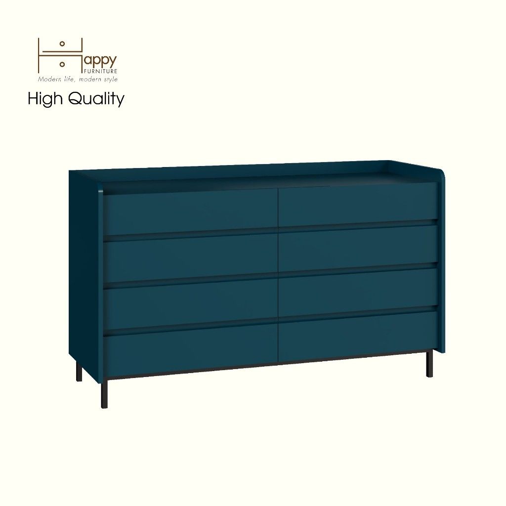 HAPPY FURNITURE , Tủ lưu trữ 8 ngăn kéo chân sắt - LAVIA , THK_156 , 140cm x 45cm x 82cm