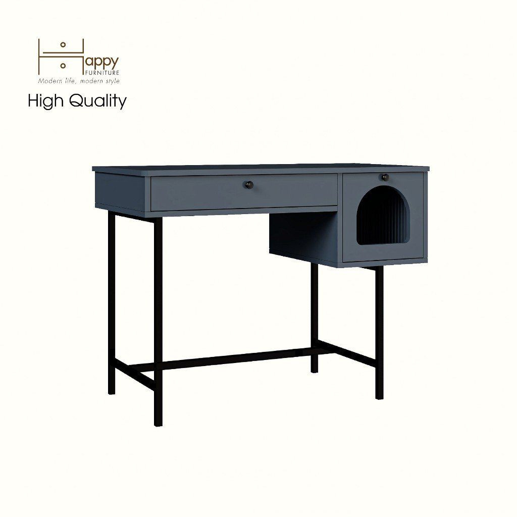 HAPPY FURNITURE , Bàn trang điểm 2 ngăn kéo chân sắt - SISEEL , BAN_093 , 100cm x 50cm x 75cm