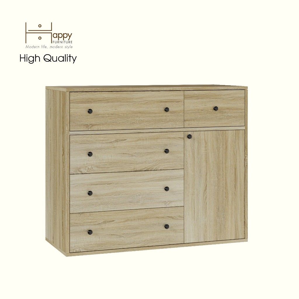 HAPPY FURNITURE , ZACY - Tủ lưu trữ 5 ngăn kéo 1 cửa mở, THK_218 , 100cm x 40cm x 82cm DxRxC, Sản phẩm phổ thông